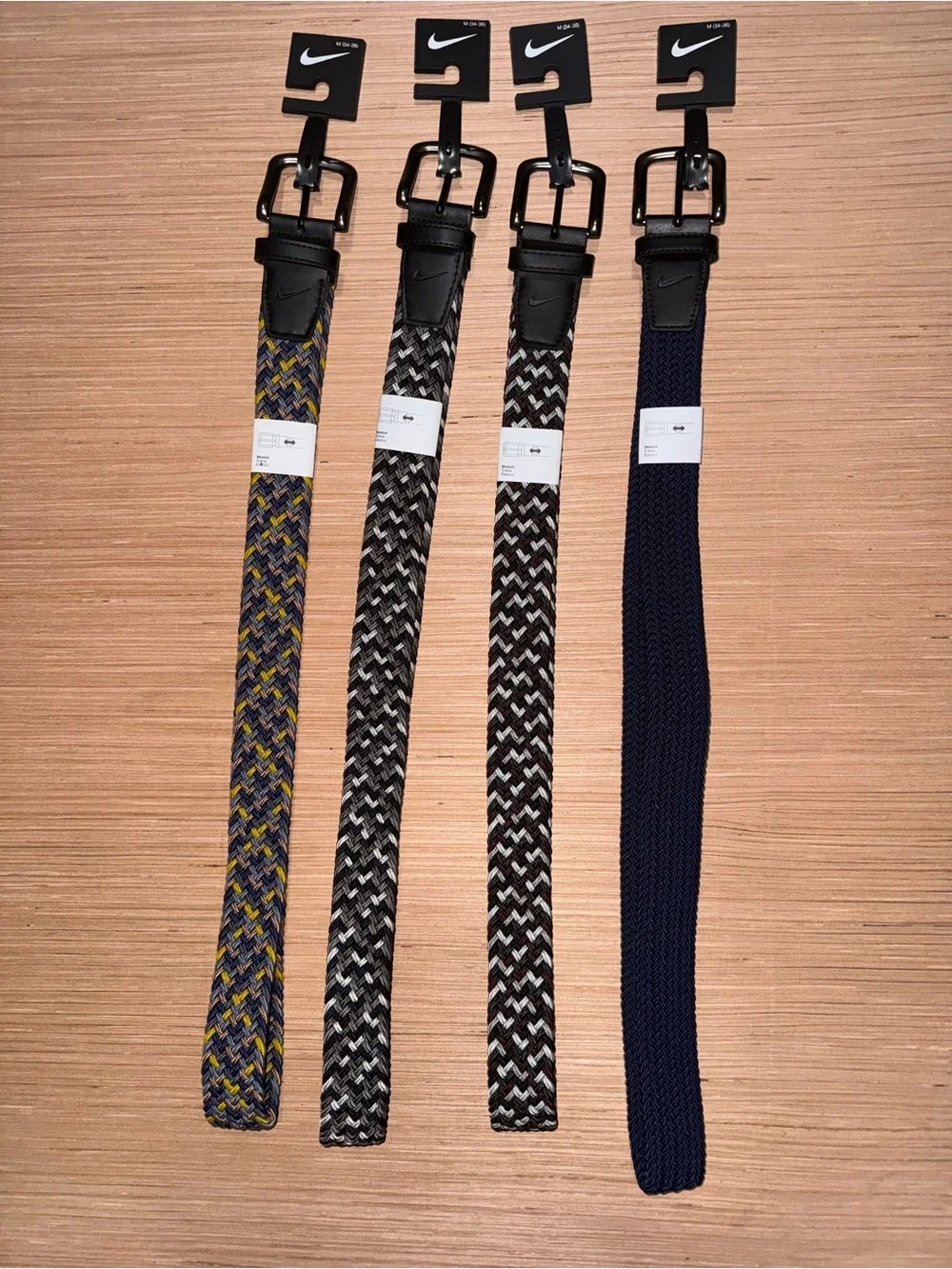 NWT | (4) Nike G-Flex Stretch Woven Golf Belts | Medium (34 - 36)